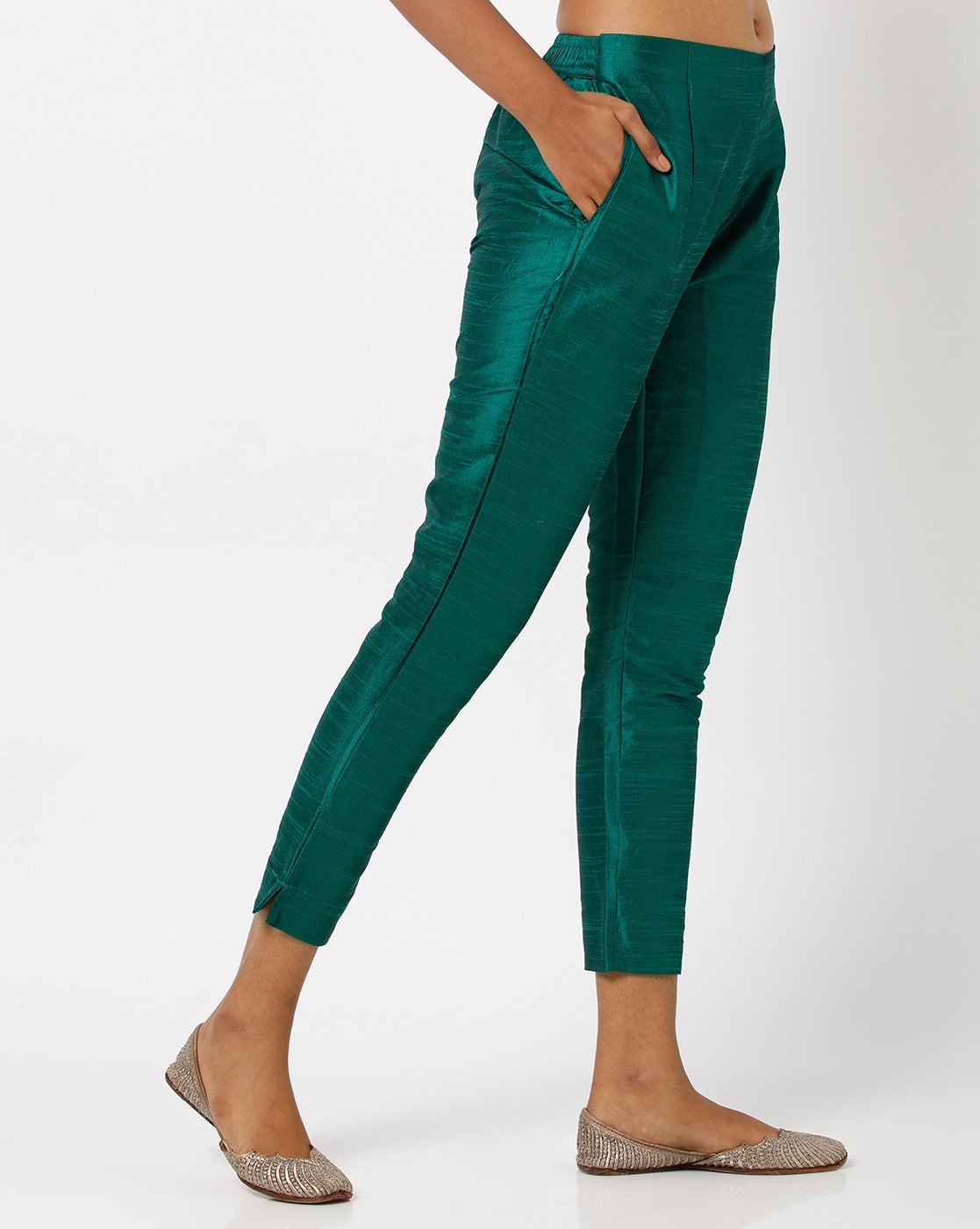 Forest Green Cigarette Pants  Thevasa