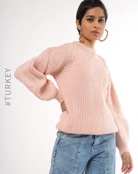 high neck pink sweater