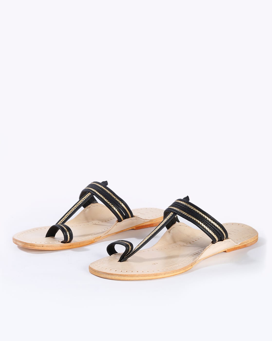 black flat chappals