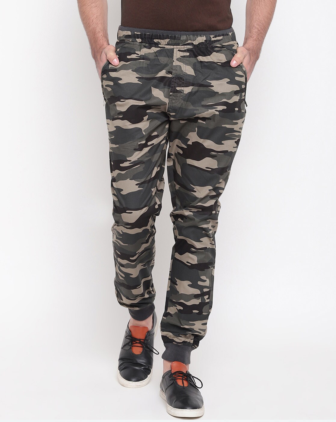 military print track pants