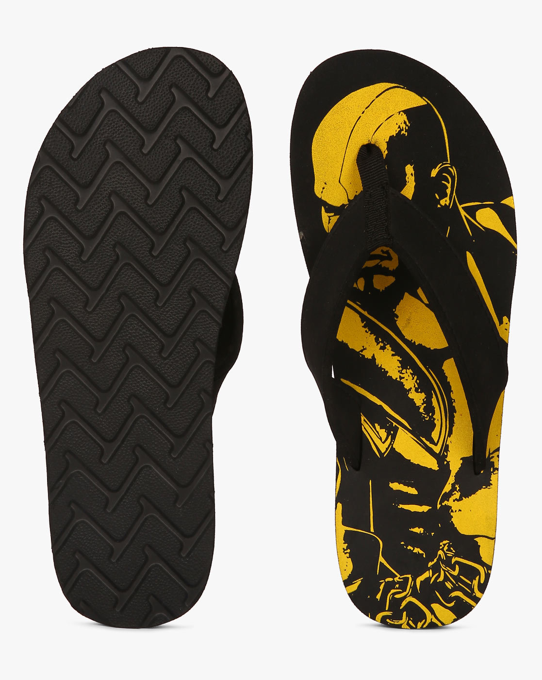black and gold flip flops