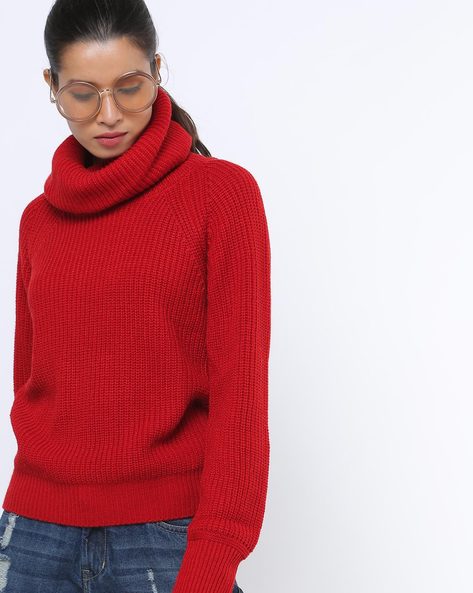 High neck red on sale sweater