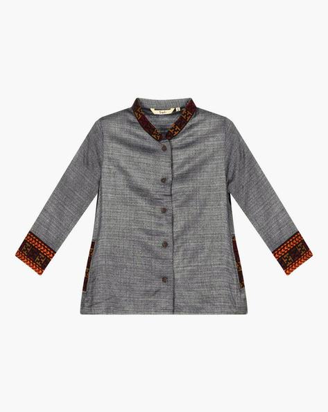 Authentic Kullu Design Wool Tweed Short Half Jacket - Black
