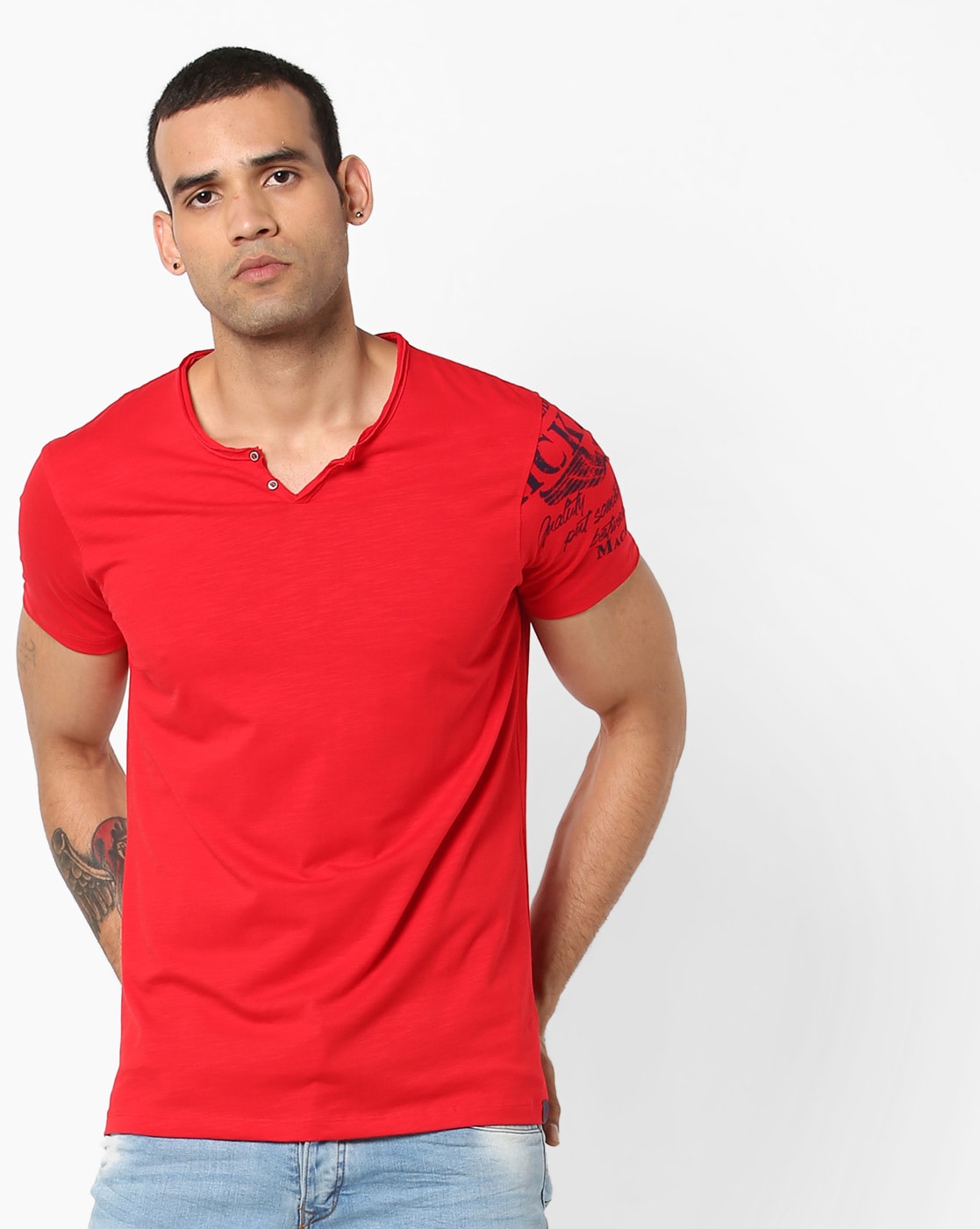 spykar henley t shirt