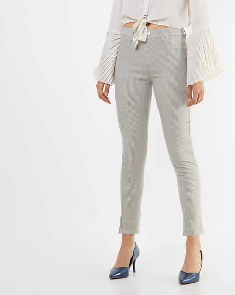 Striped Ankle-Length Jeggings