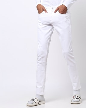 Men Solid Straight Leg Jeans  White jeans outfit mens White pants men White  jeans men