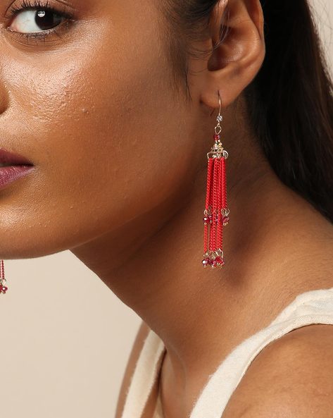 Red Earrings For Women By In, Glass Bead Chandelier Earrings