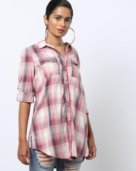 Buy Sky Blue Striped Women Long Shirt Online in India -Beyoung