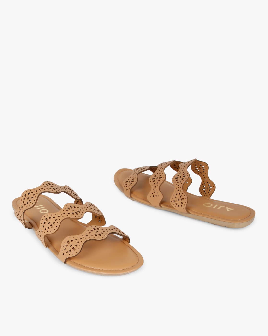 Buy Gold Flat Sandals for Women by Mochi Online | Ajio.com