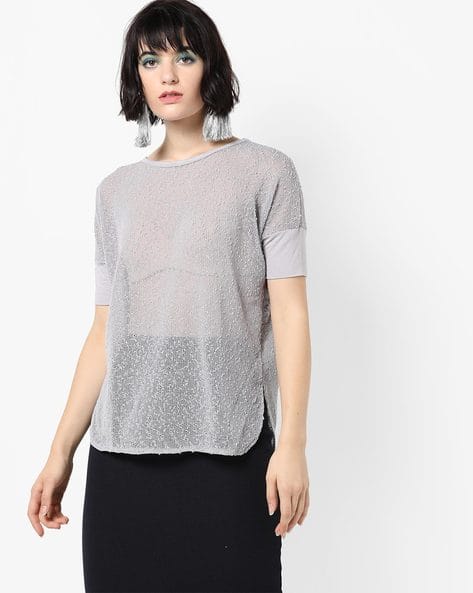 grey sheer top