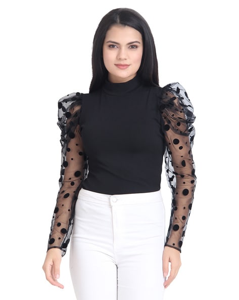 Slim Fit Top with Contrast Sleeves