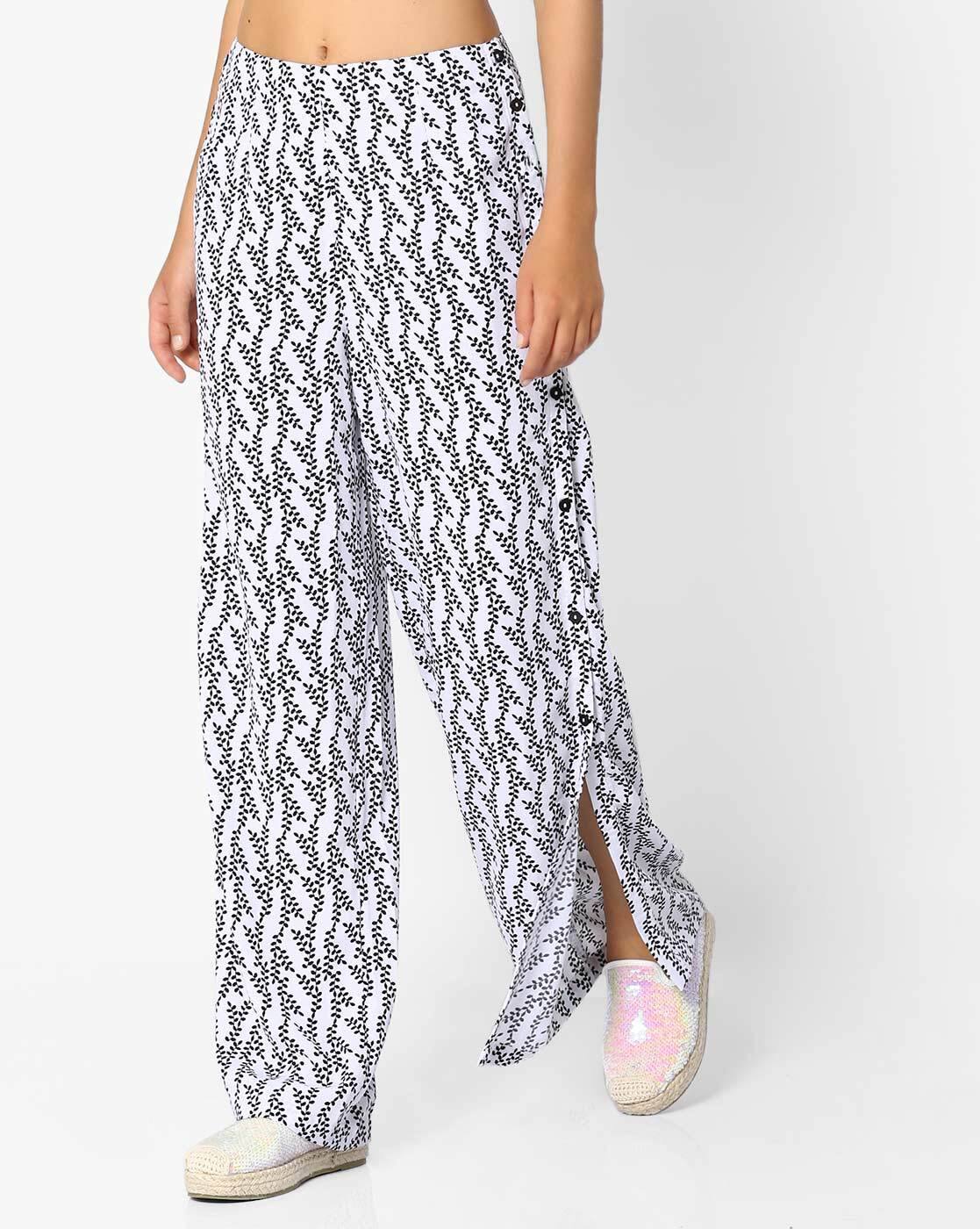 flared pants with side slits