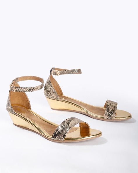 Gold Heeled Sandals for Women by Bata 