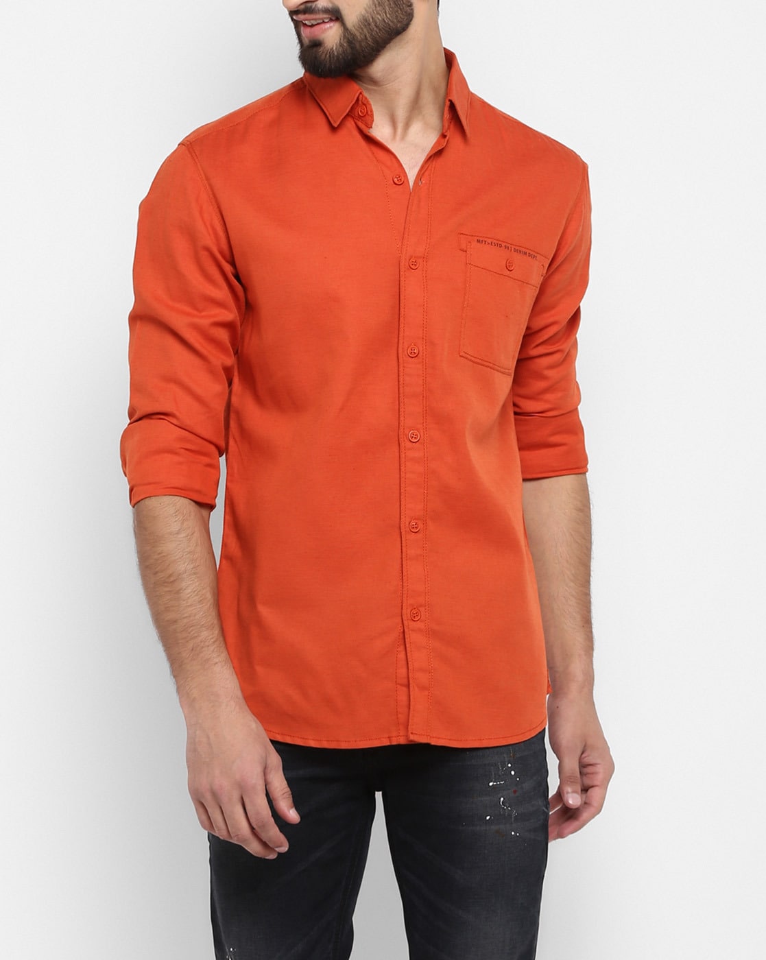 Buy Orange Shirts for Men by MUFTI ...