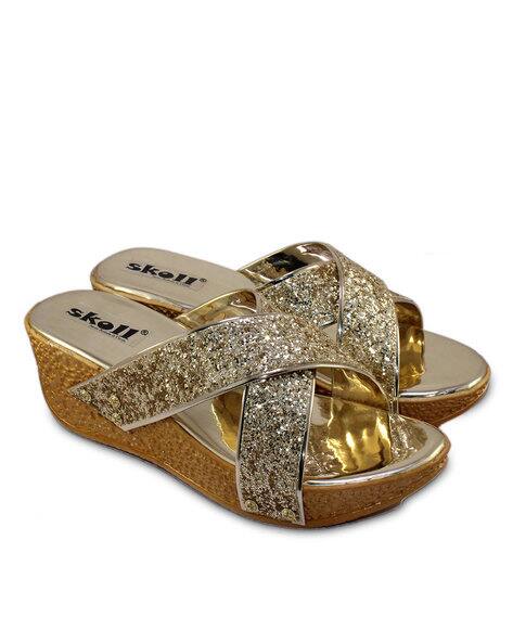 gold glitter wedges