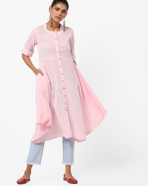 Buy Daily Wear Pink Lucknowi Work Rayon Kurti Online From Surat Wholesale  Shop.