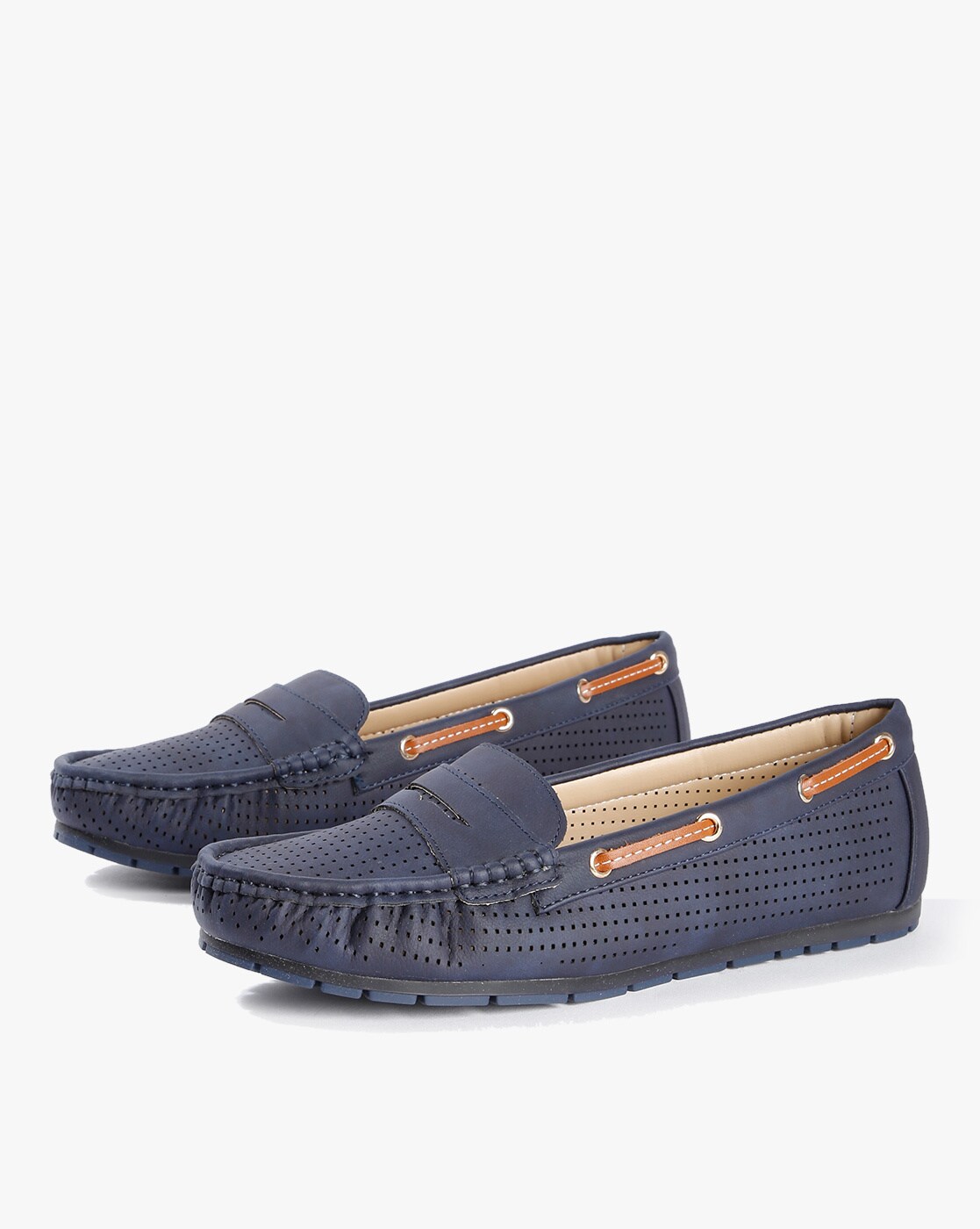 navy flat loafers