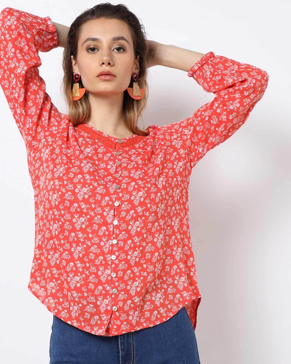 Buy Coral Orange Tops for Women by DNMX Online