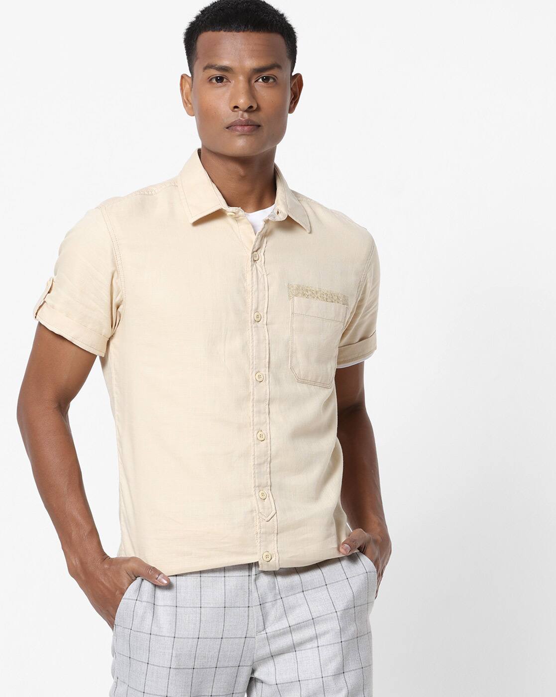 beige slim fit shirt