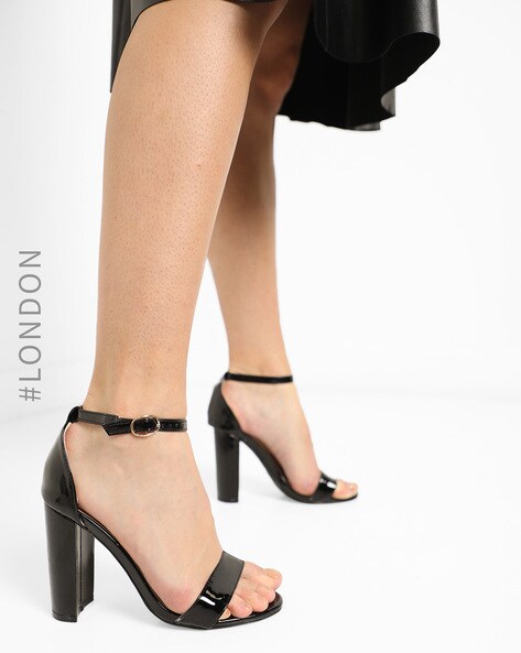 Glamorous black ankle 2024 tie heeled sandals