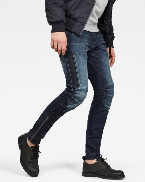 Mens Ripped Distressed Jeans Slim Fit Denim Pants Skinny Stretch Knee  Zipper Trousers - Walmart.com