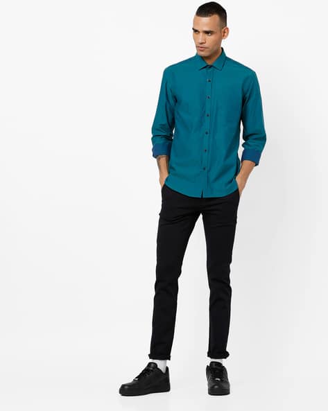 teal color shirt matching pant