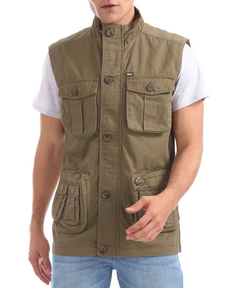 Mens sleeveless utility on sale jacket