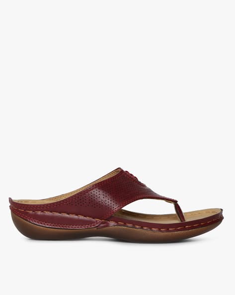 Laser-Cut Thong-Style Flat Sandals