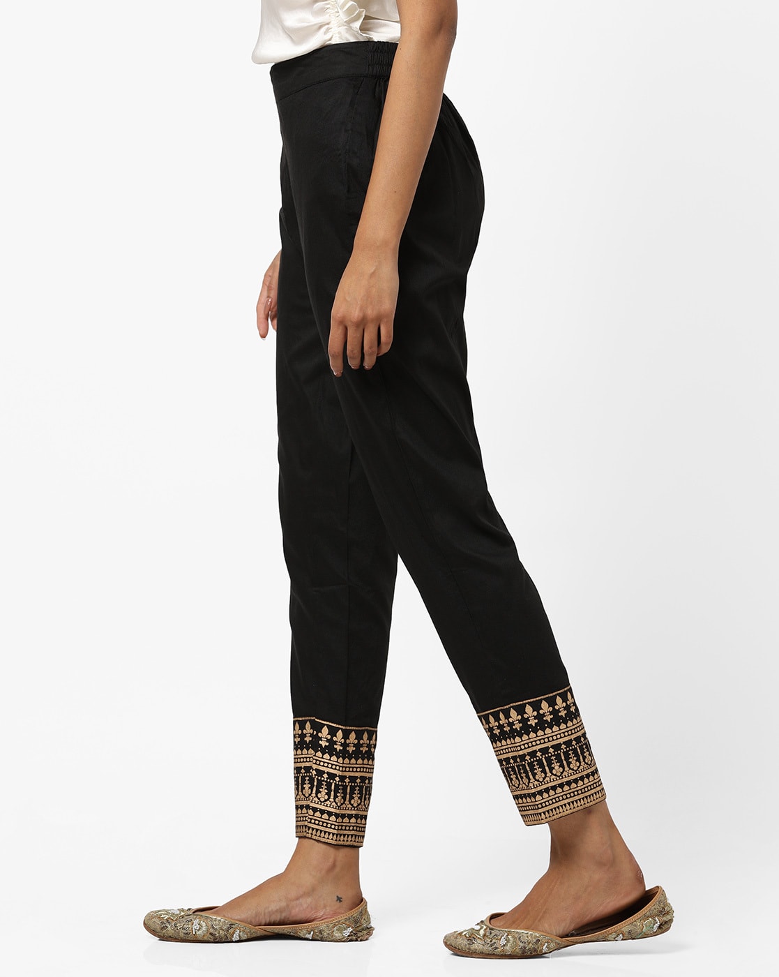 Global Desi Pants  Buy Global Desi Gold Festive Textured Pant Online   Nykaa Fashion