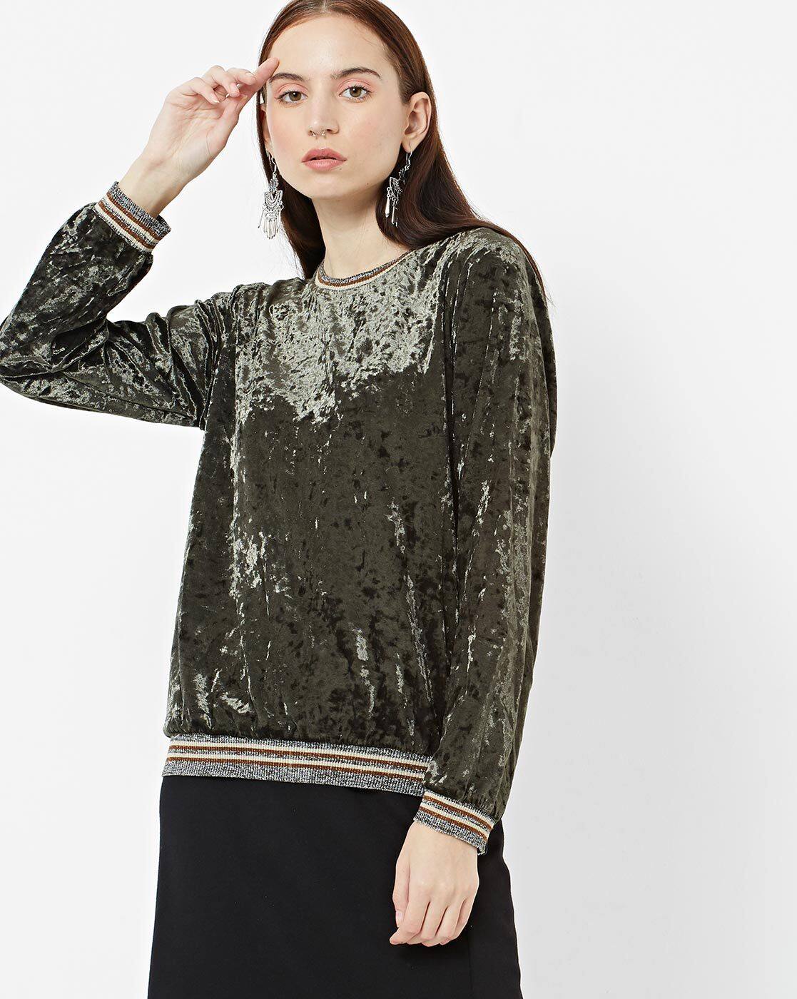 green velvet sweatshirt