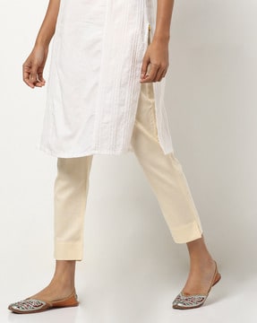 Buy online Light Blue Cotton Blend Cigarette Pants Trousers from bottom  wear for Women by Jaipur Vastra for 479 at 60 off  2023 Limeroadcom