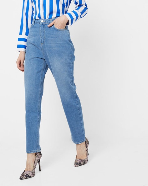 high rise straight jeans women