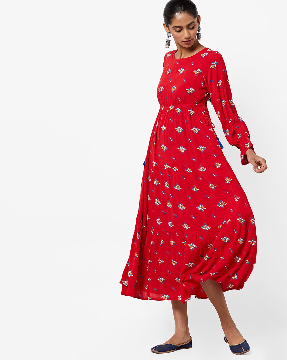 global desi red maxi dress