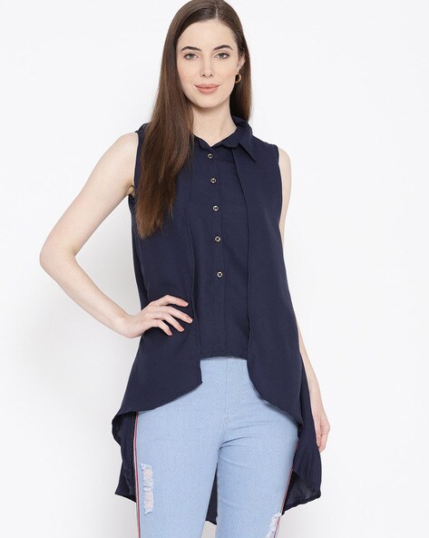 Button-Down High-Low Tunic