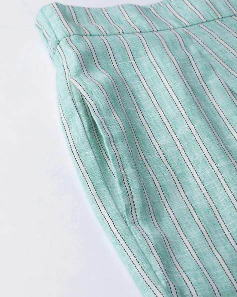 Striped Cotton Trousers with Insert Pockets