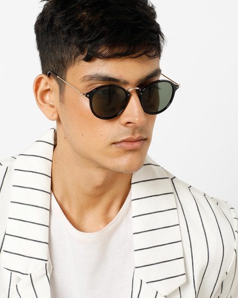 UV-Protected Full-Rim Round Sunglasses