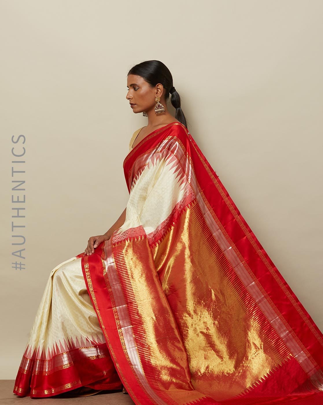 White Kanchipuram Silk Saree Online India USA UK | Wedding SALE – Sunasa