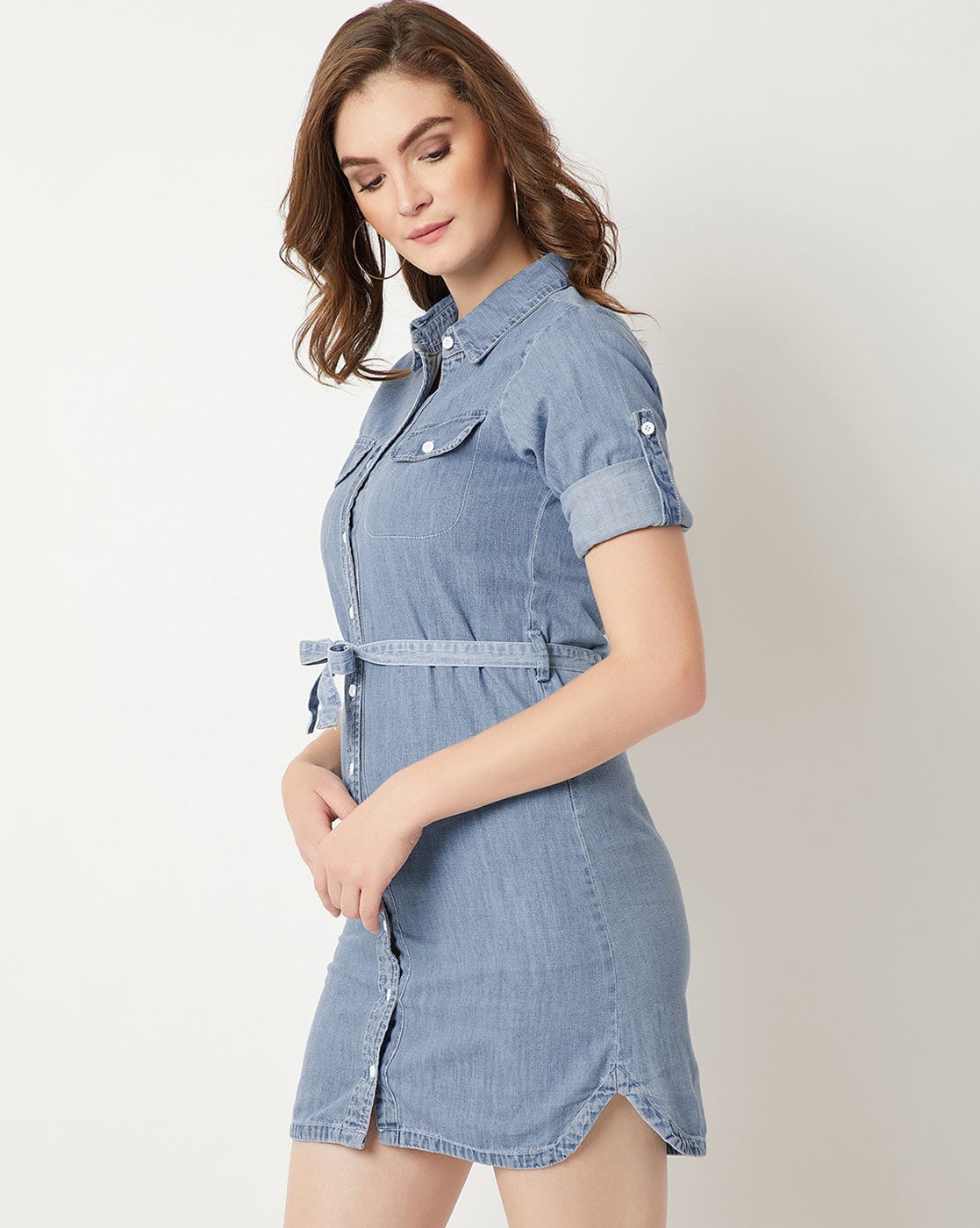 Women's Navy Denim Shirt dress – Stylestone