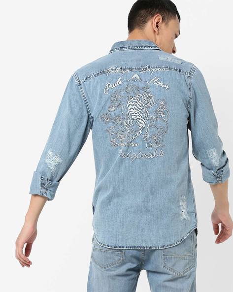 Details more than 75 ripped denim shirt latest