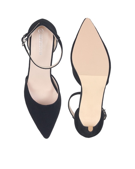 Buy mysoft Women's Stilettos Pump Heel Sandals Ankle Strap Open Toe, Black,  7.5 at Amazon.in