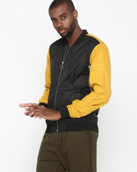 Black and discount yellow bomber jacket