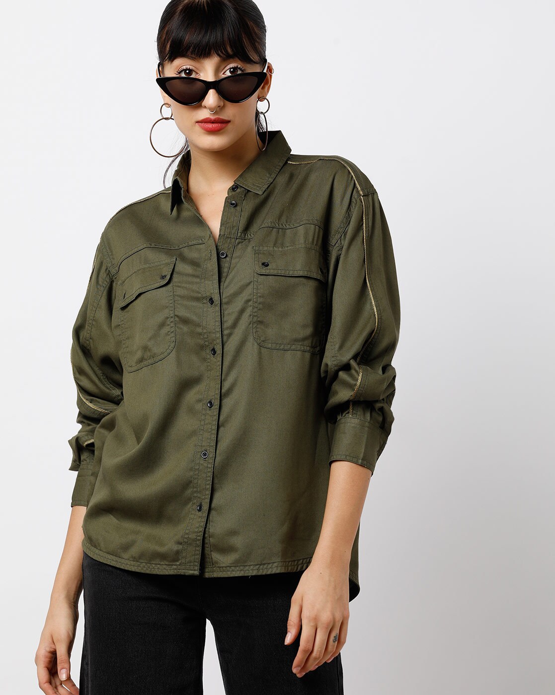 Olive Green Shirt Womens vlr.eng.br