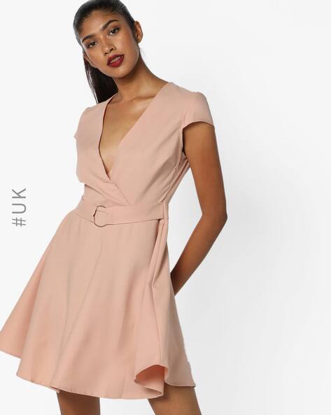 slim fit dress slacks Ditsy Floral Surplice Waist Band Flare Dress | 6 Colors