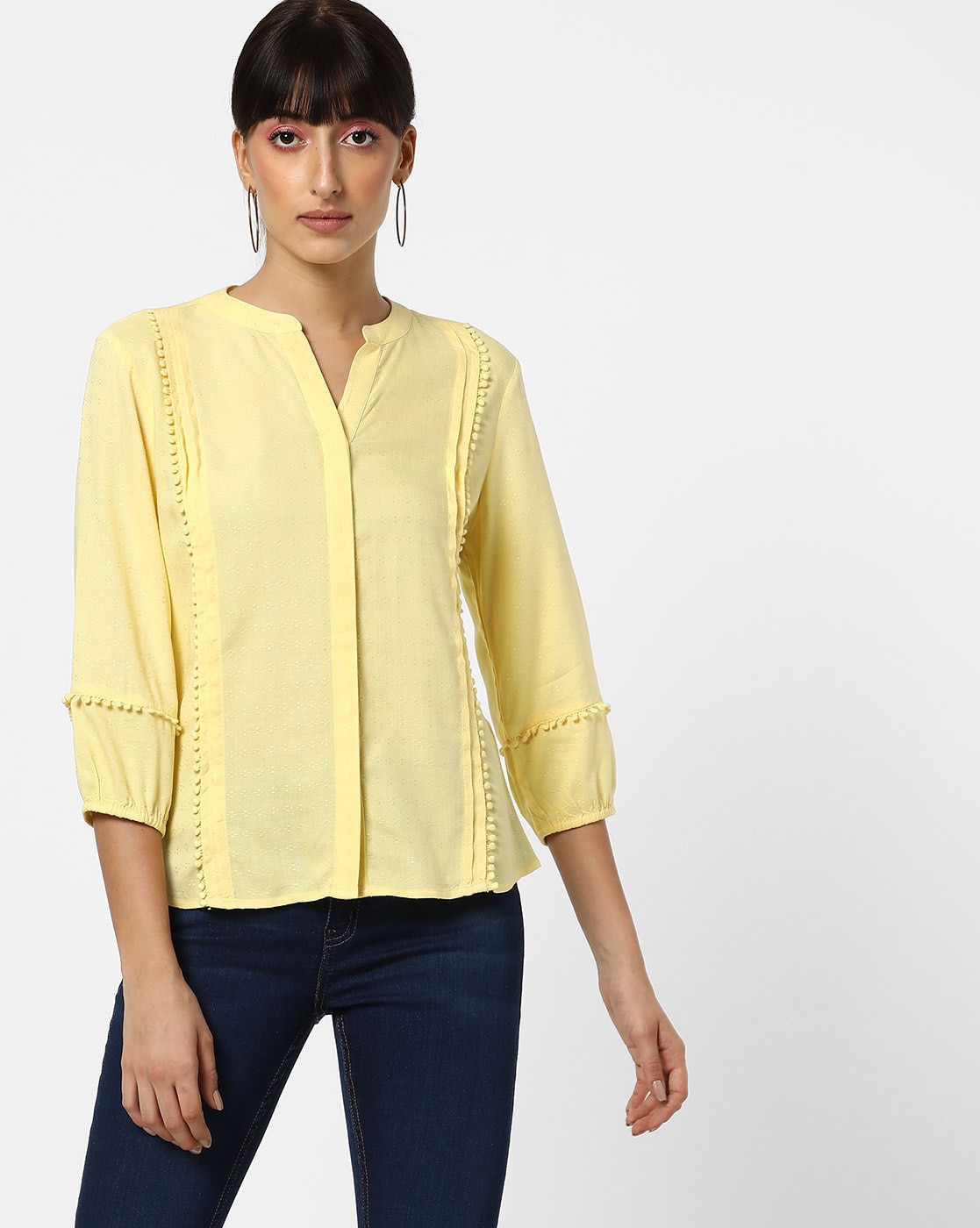 Buy Lemon Yellow Tops for Women by DNMX Online | Ajio.com