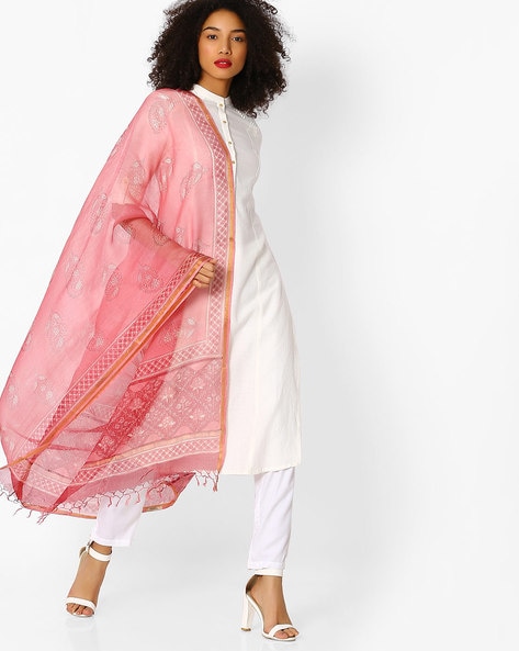 Textured Dupatta with Tasselled Border Price in India