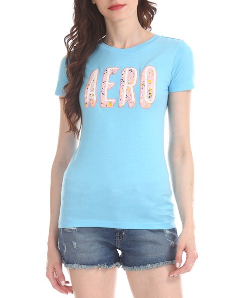 Buy Aqua Blue Tshirts for Women by Aeropostale Online | Ajio.com