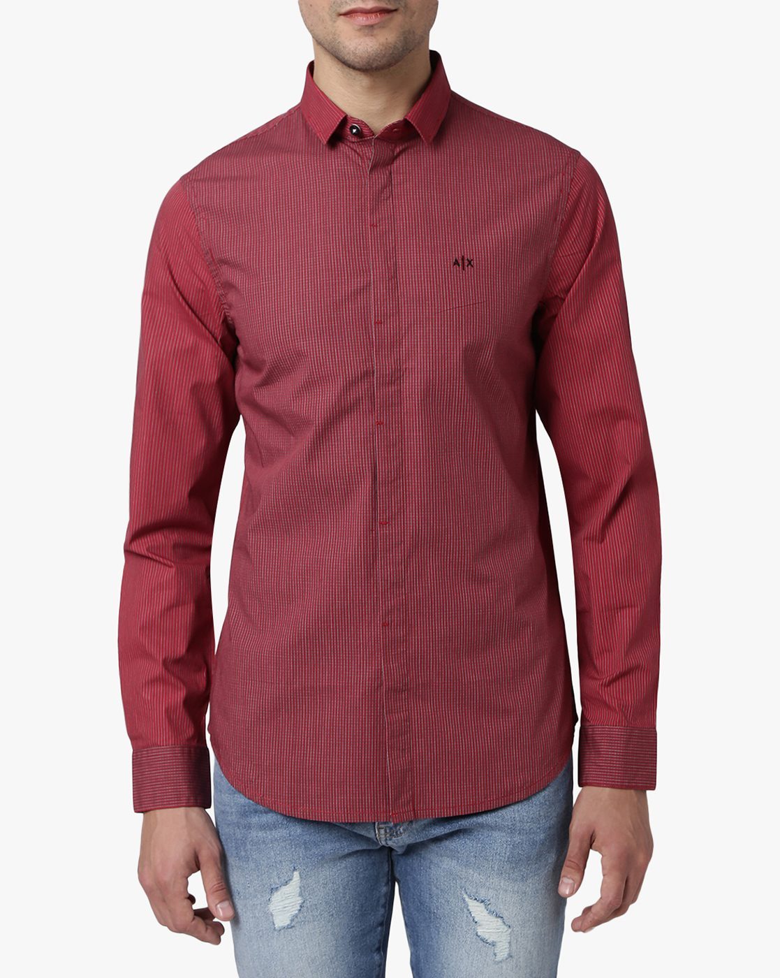 red armani exchange shirt