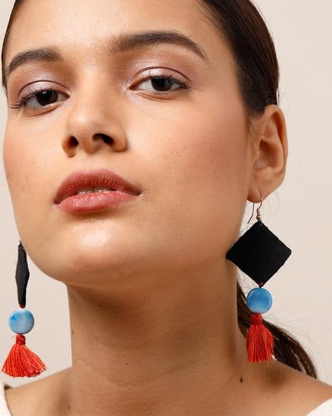 black fabric earrings