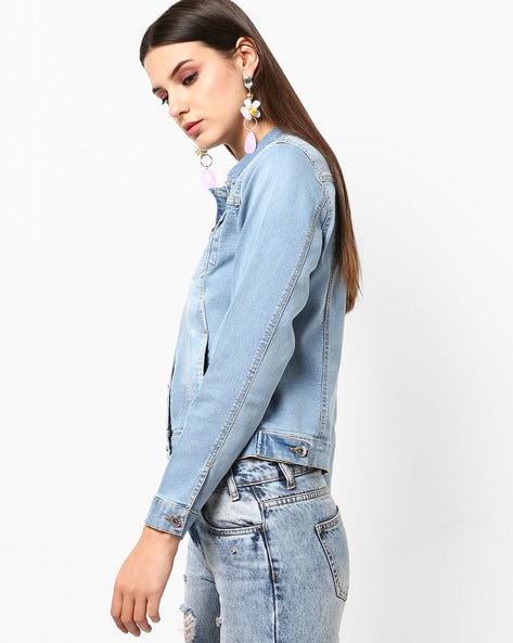 WRANGLER Aztec Print Regular Denim Jacket in Bleached Out