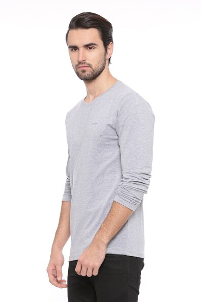 Buy Grey WITH Slim Fit Crew- Neck T-shirt | AJIO